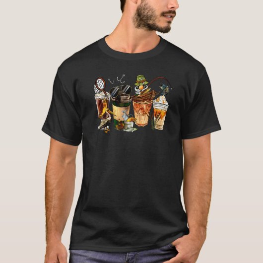 釣り好きなコーヒー愛飲家のためのフィッシング コーヒー カップ Tシャツ (正面)