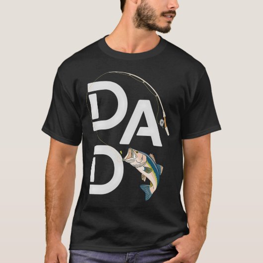 釣り好きなパパのためのロッドデザイン Tシャツ (正面)