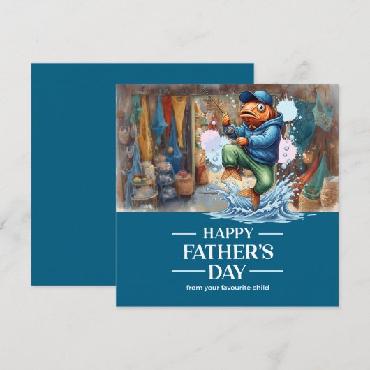 釣り好きなパパへの父の日 カード (正面/裏面)