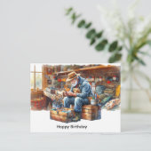 釣り好きな人の誕生日おめでとう ポストカード (スタンド正面)