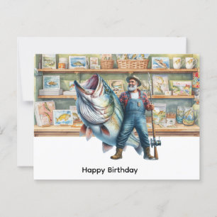 釣り好きな人の誕生日おめでとう ポストカード