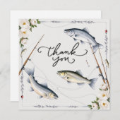 釣り好きな人への感謝を魚と花で サンキューカード (正面/裏面)