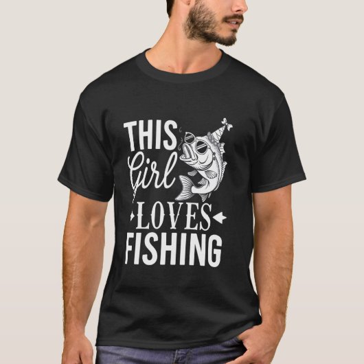釣り好きな女の子のためのアウトドアギフト Tシャツ (正面)