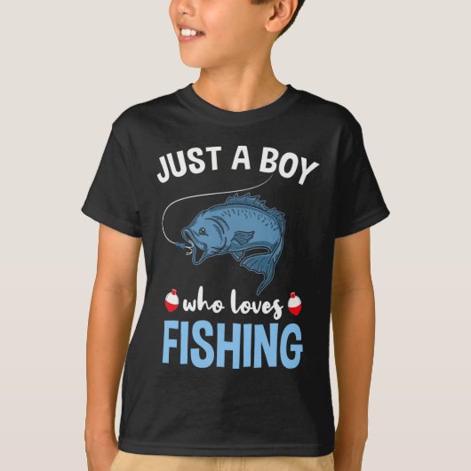 釣り好きな少年 Tシャツ (正面)