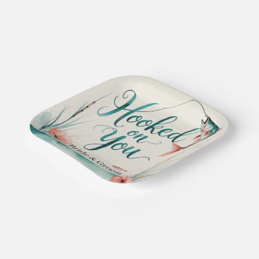 釣り好きのためのウェディングプレート あなたに“Hook on” ペーパープレート (傾斜あり)