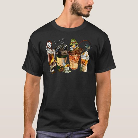 釣り好きのためのコーヒーカップ 釣りライフとコーヒー Tシャツ (正面)