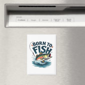 釣り好きのためのジャンピングバスアート - Born to Fish マグネット (インサイチュ (食洗機))