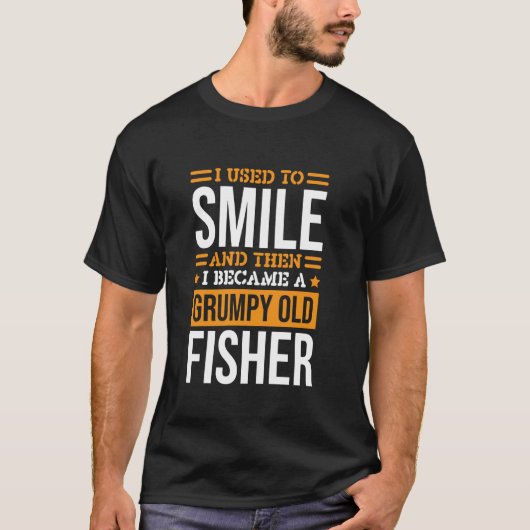 釣り好きのためのデザイン「昔は笑っていた」 Tシャツ (正面)
