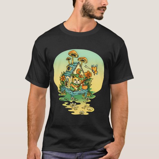 釣り好きのためのプレゼントに最適な「食べる・寝る・釣り・繰り返す」 Tシャツ (正面)
