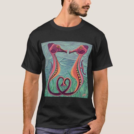 釣り好きのための抽象的なカラフルなトラウトの列 Tシャツ (正面)