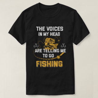 釣り好きのための面白い釣り人のTシャツ 頭の中の声 Tシャツ