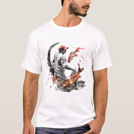 釣り好きのための、ボートに乗った漁師 Tシャツ