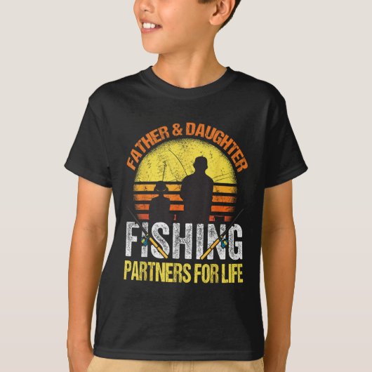 釣り好きのパパと娘 永遠の釣り仲間 レディース Tシャツ (正面)