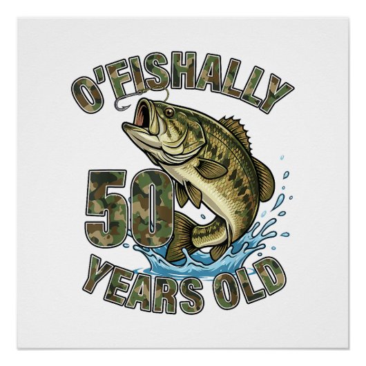 釣り好きの人へ50歳の誕生日おめでとう OFishally ポスター (正面)