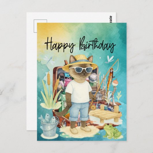 釣り好きの誕生日は釣りで祝おう ポストカード (正面/裏面)