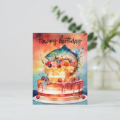 釣り好きの誕生日は釣りで祝おう ポストカード (スタンド正面)