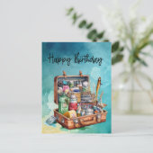 釣り好きの誕生日は釣りで祝おう ポストカード (スタンド正面)