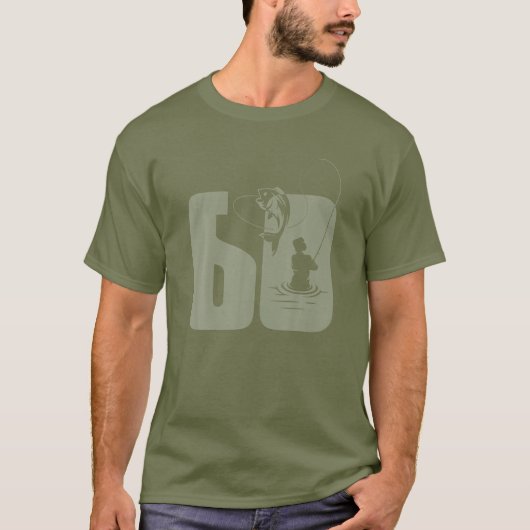 釣り好きの60歳の誕生日のプレゼントにグリーン Tシャツ (正面)