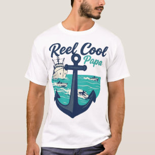 釣り好きパパのための「Reel Cool Papa」デザイン - 船と深海の釣り Tシャツ