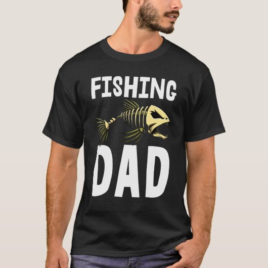釣り好きパパTシャツ スケルトン 魚 骨 シャープな歯 Tシャツ (正面)