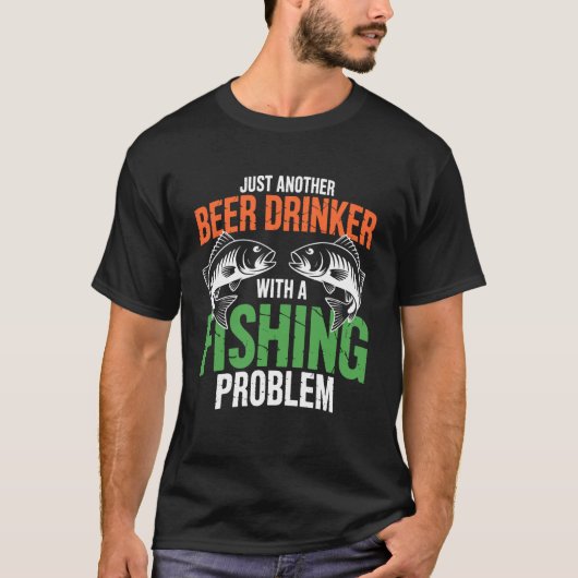 釣り好きビール好き - ただの酒飲み R Tシャツ (正面)