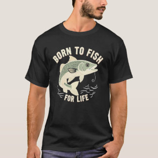 釣り好き生まれながらのレトロな釣りファッション Tシャツ