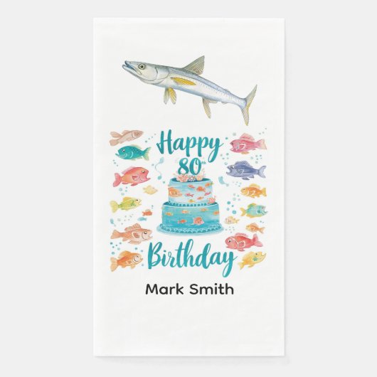 釣り好き80歳の誕生日 水彩画 (正面)