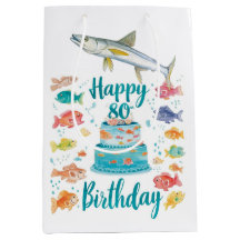 釣り好き80歳の誕生日 水彩画 