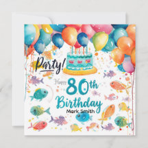 釣り好き80歳の誕生日 水彩画