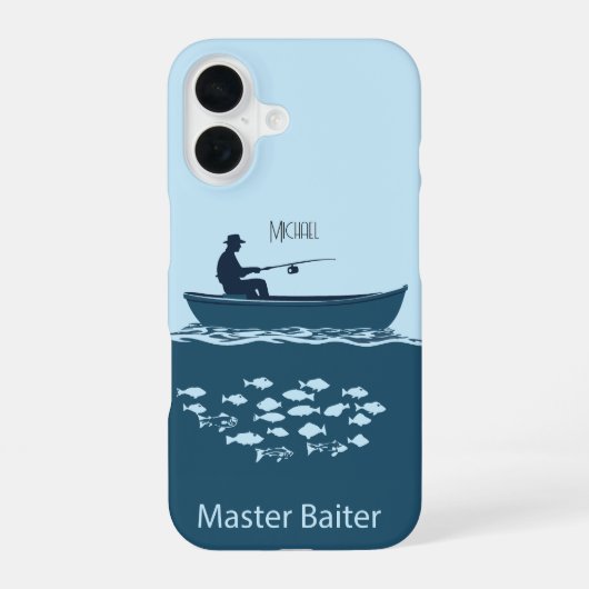 釣り好き、青 iPhone 16ケース (裏面)
