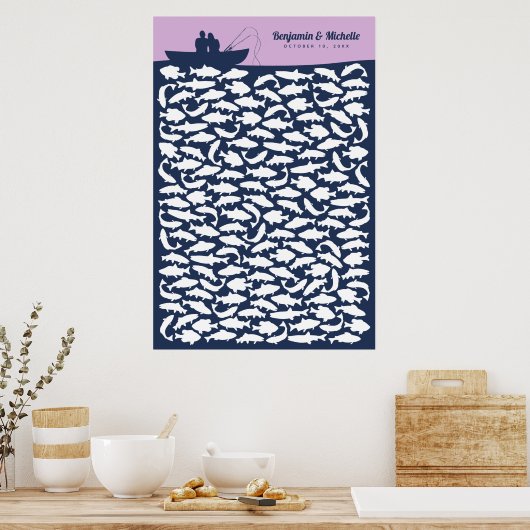 釣り客のサイン帳ポスター - 150個の署名 ポスター (キッチン)