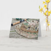 釣り帽子と竿の誕生日 カード (黄色い花)