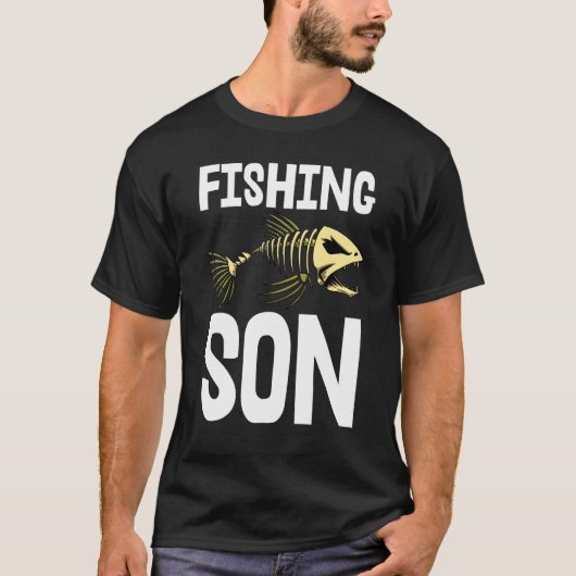 釣り息子Tシャツ スケルトン 魚の骨Tシャツ 鋭い歯 Tシャツ (正面)