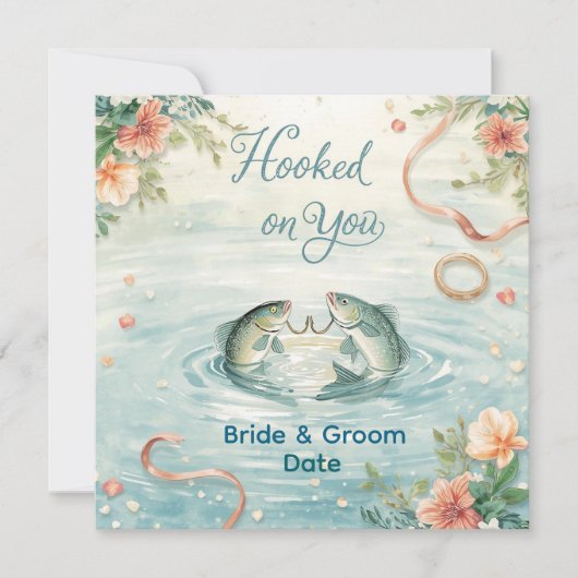 釣り愛好者への招待にぴったりな「Hook on you」 招待状 (正面)
