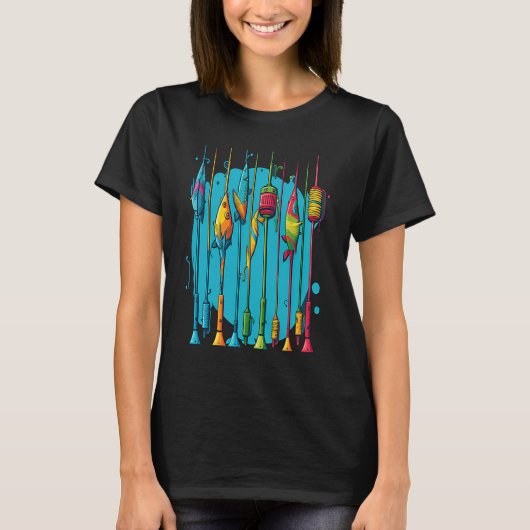 釣り旅行の家族おそろいファッション ポップスタイルの魚 Tシャツ (正面)