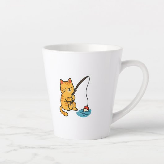 釣り猫 カフェラテマグ (右)