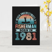 釣り生まれ人1981魚釣り40歳の誕生日プレゼント カード (黄色い花)