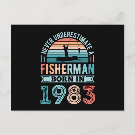 釣り生まれ人1983魚釣り40歳の誕生日プレゼント ポストカード (正面)
