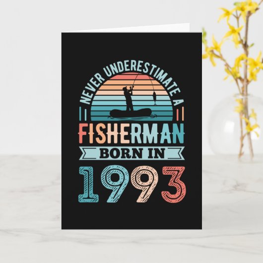 釣り生まれ人1993魚釣り30歳の誕生日ギフト カード (黄色い花)
