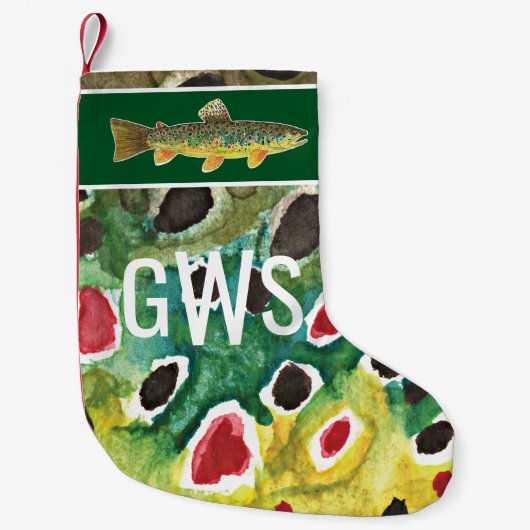 釣り用のブラウントラウトを彼女パーソナライズされたの スモールクリスマスストッキング (正面)