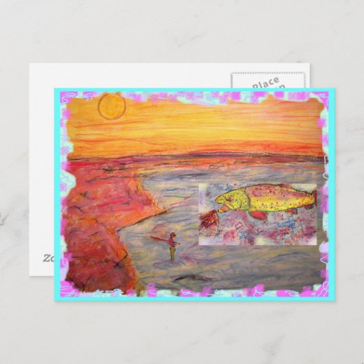 釣り用の夕日 ポストカード (正面/裏面)