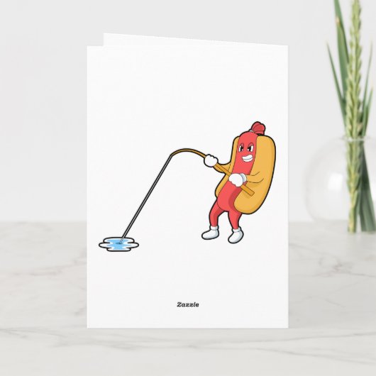 釣り竿で釣りをしながらホットドッグ カード (裏面)