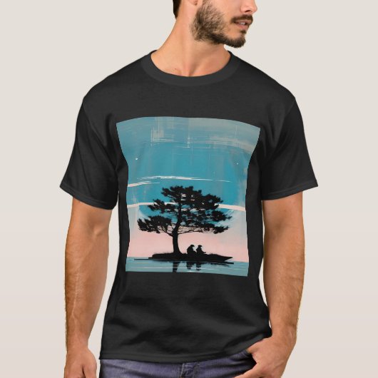 釣り竿で釣りをするカエル Tシャツ (正面)