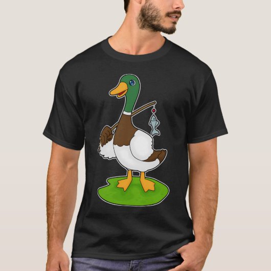 釣り竿で釣りをする猫 Tシャツ (正面)