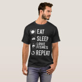 釣り竿で釣りをする猫 Tシャツ (正面フル)