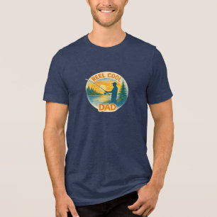 釣り竿とリールがかっこいいお父さんの釣り トライブレンドTシャツ