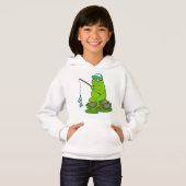 釣り竿と魚で魚釣りとしてカエル (正面フル)