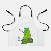 釣り竿と魚で魚釣りとしてカエル エプロン (正面)