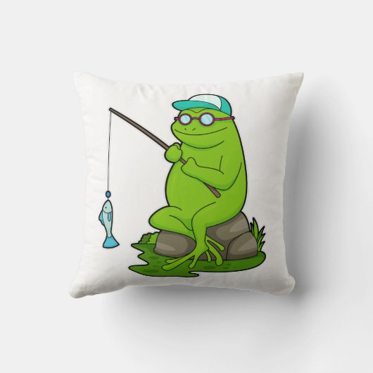 釣り竿と魚で魚釣りとしてカエル クッション (裏面)
