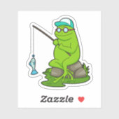 釣り竿と魚で魚釣りとしてカエル シール (シート)